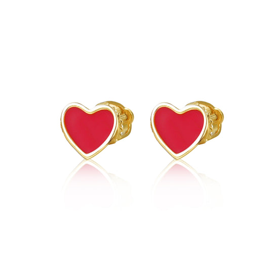 Gold Plated Surgical Steel Enamel Heart Stud Earrings