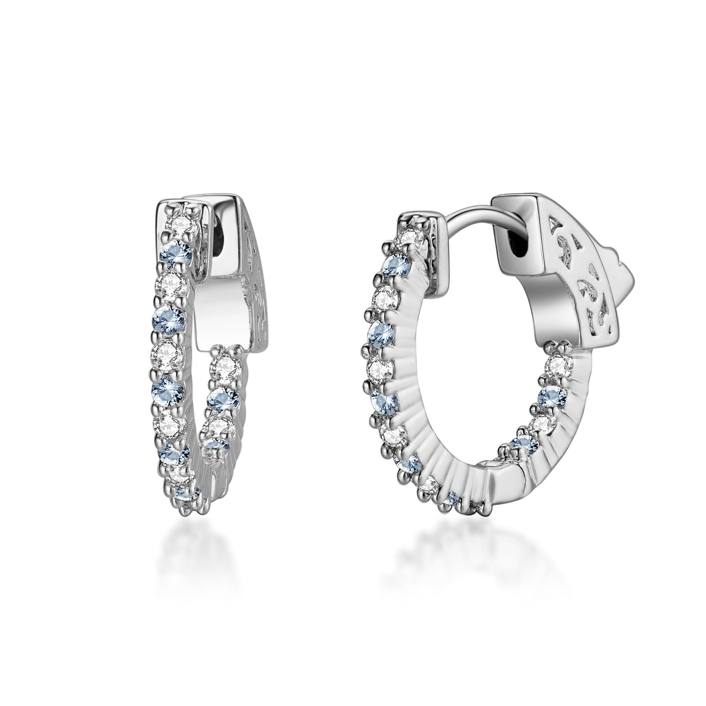 Surgical Steel Alternating Light Colorful and Clear CZ Hoop Earrings