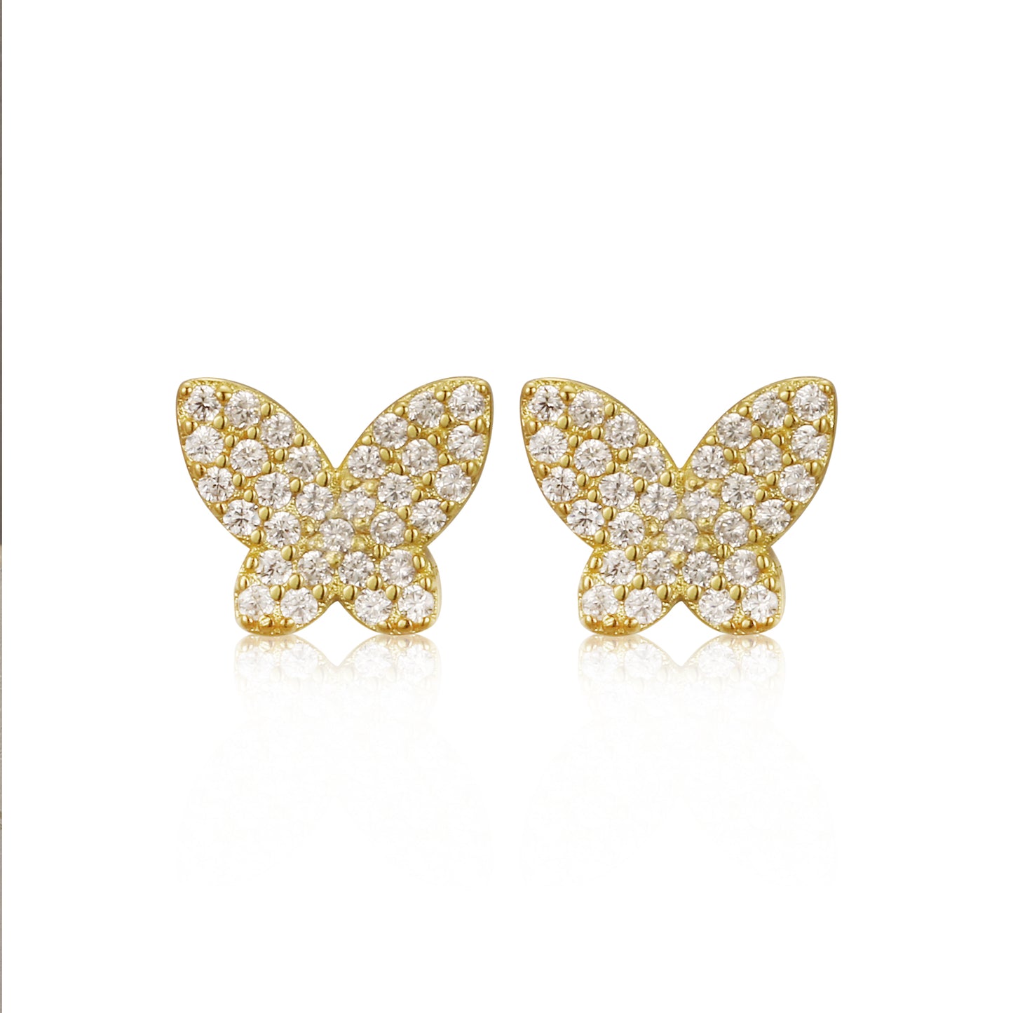 Surgical Steel Micropave Butterfly Stud Earrings