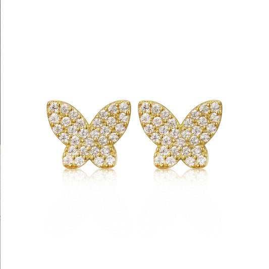Surgical Steel Micropave Butterfly Stud Earrings