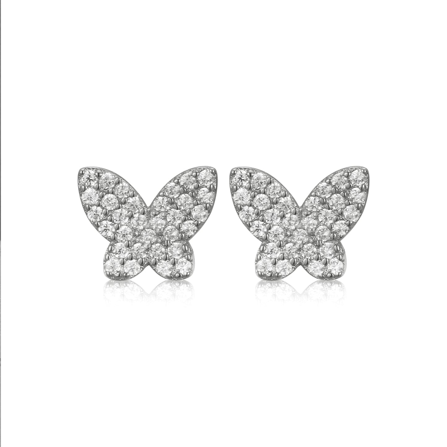 Surgical Steel Micropave Butterfly Stud Earrings