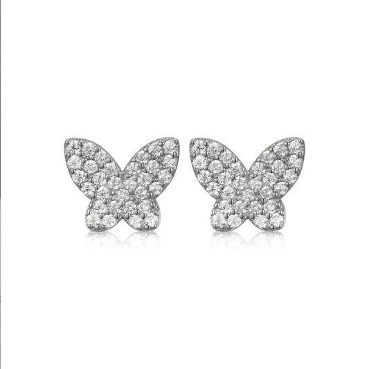 Surgical Steel Micropave Butterfly Stud Earrings