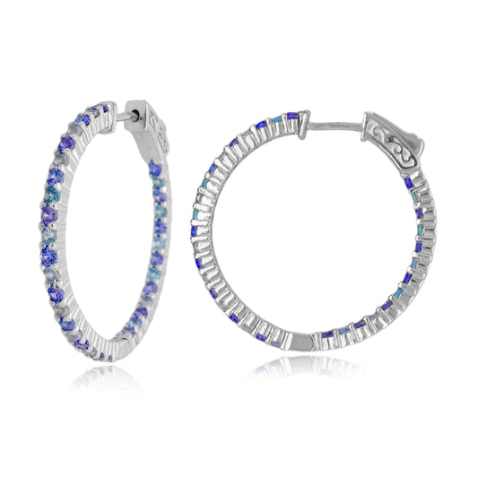 Sterling Silver Round Colored Hoop Earrings