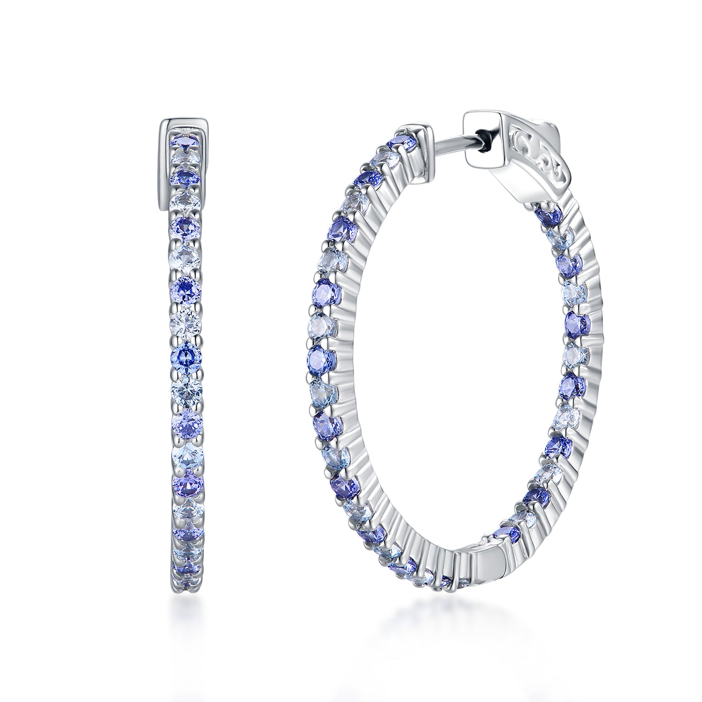 Sterling Silver Round Colored Hoop Earrings