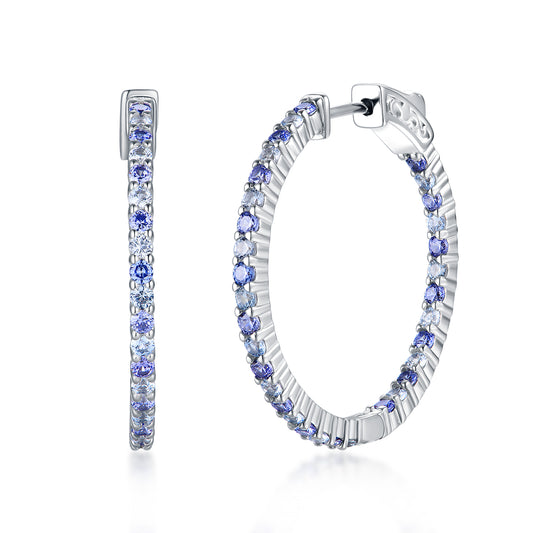 Sterling Silver Round Colored Hoop Earrings