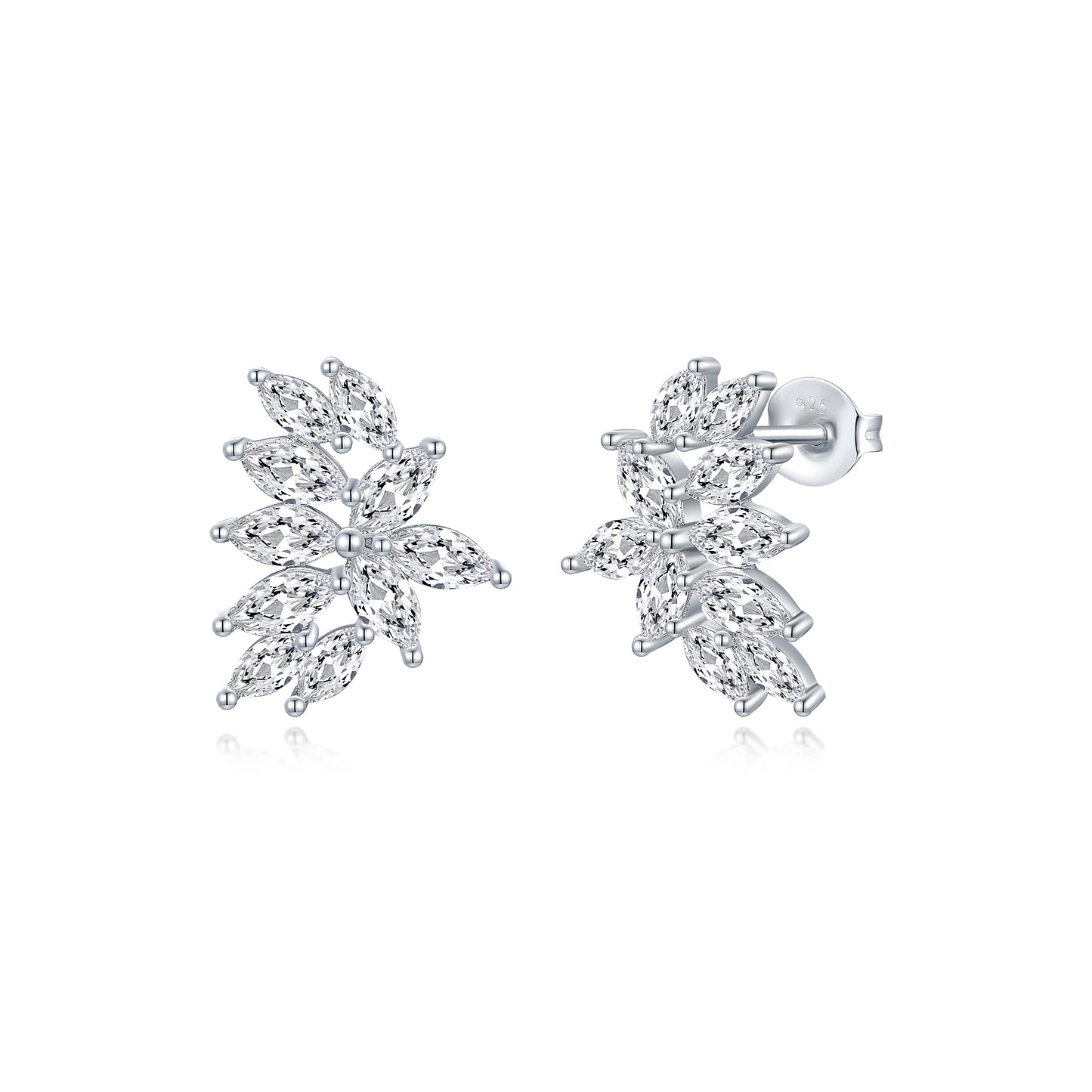 Sterling Silver CZ Angled Stud Earring
