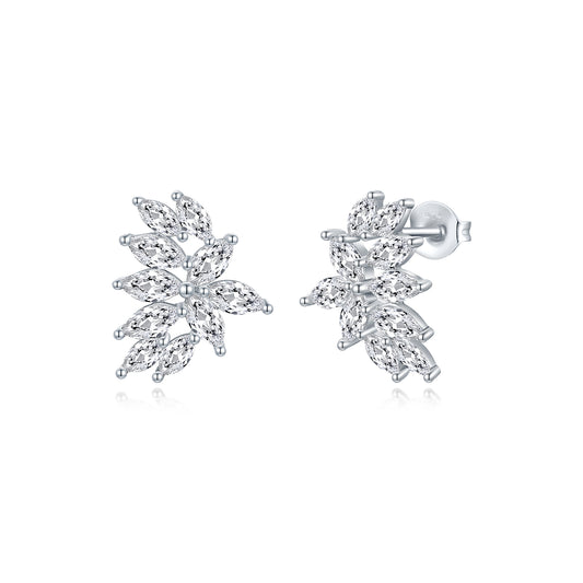Sterling Silver CZ Angled Stud Earring