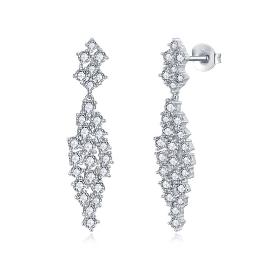 Sterling Silver Cascading Fancy Shape Dangling CZ Earring