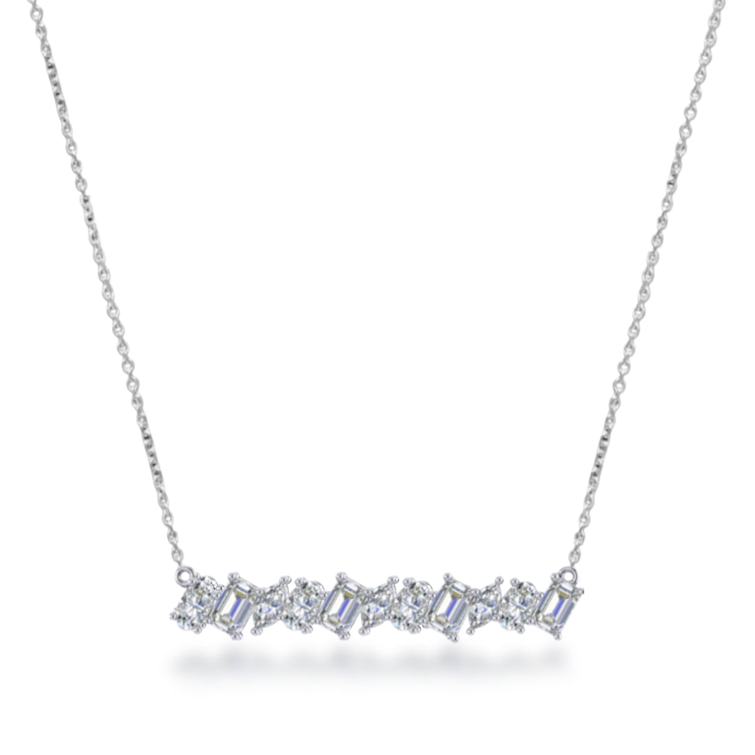 14K Fancy Shape Lab Grown Diamond Bar Necklace