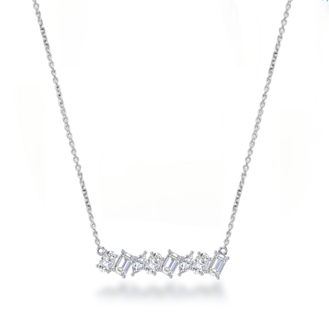 14K Fancy Shape Lab Grown Diamond Bar Necklace