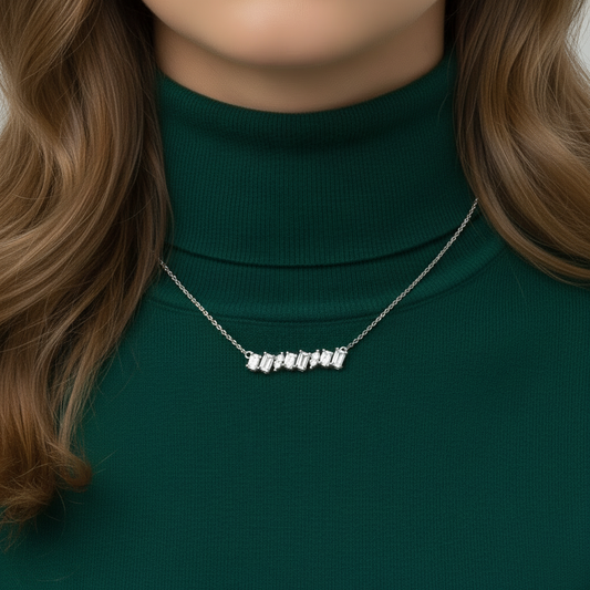 14K Fancy Shape Lab Grown Diamond Bar Necklace