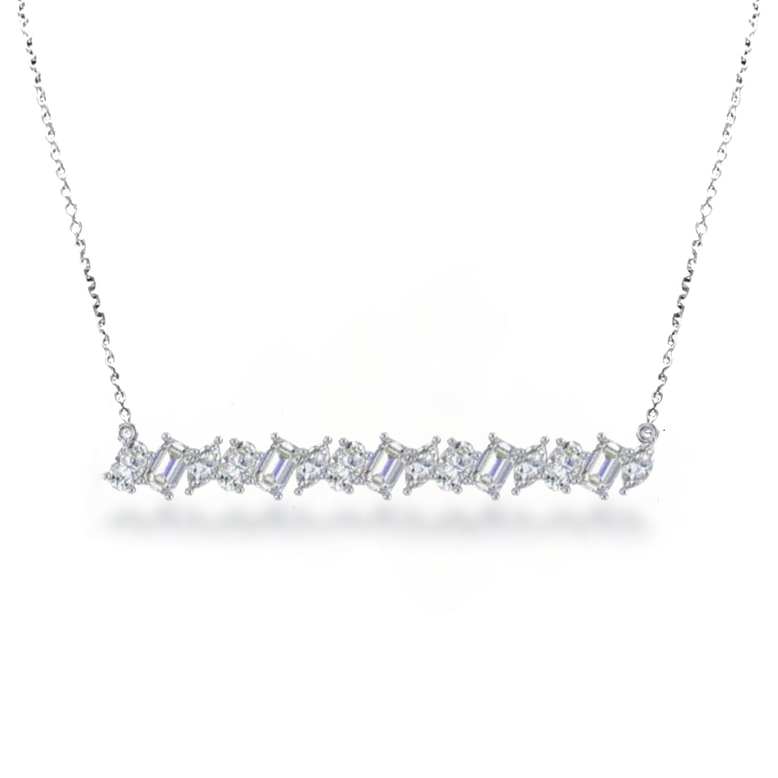 14K Fancy Shape Lab Grown Diamond Bar Necklace