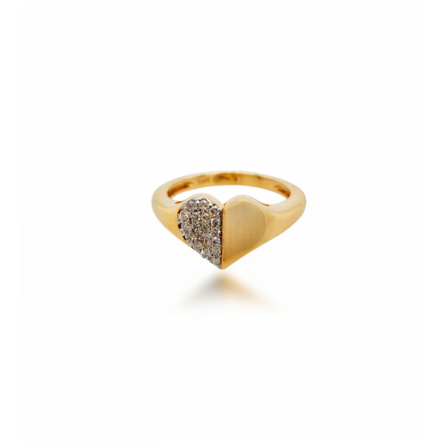 14K Gold Half Diamond Heart Ring