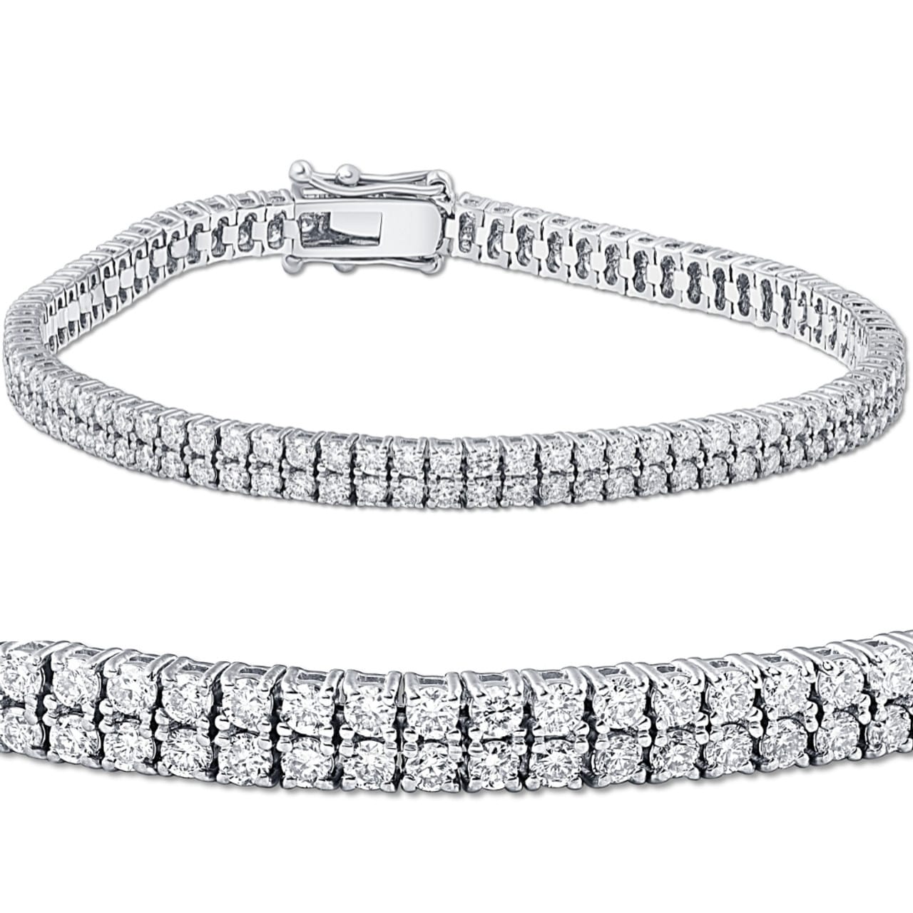 Sterling Silver Clear CZ Double Tennis Bracelet