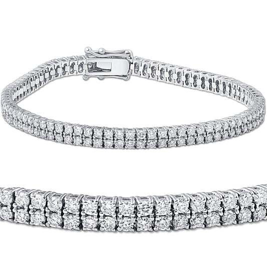 Sterling Silver Clear CZ Double Tennis Bracelet