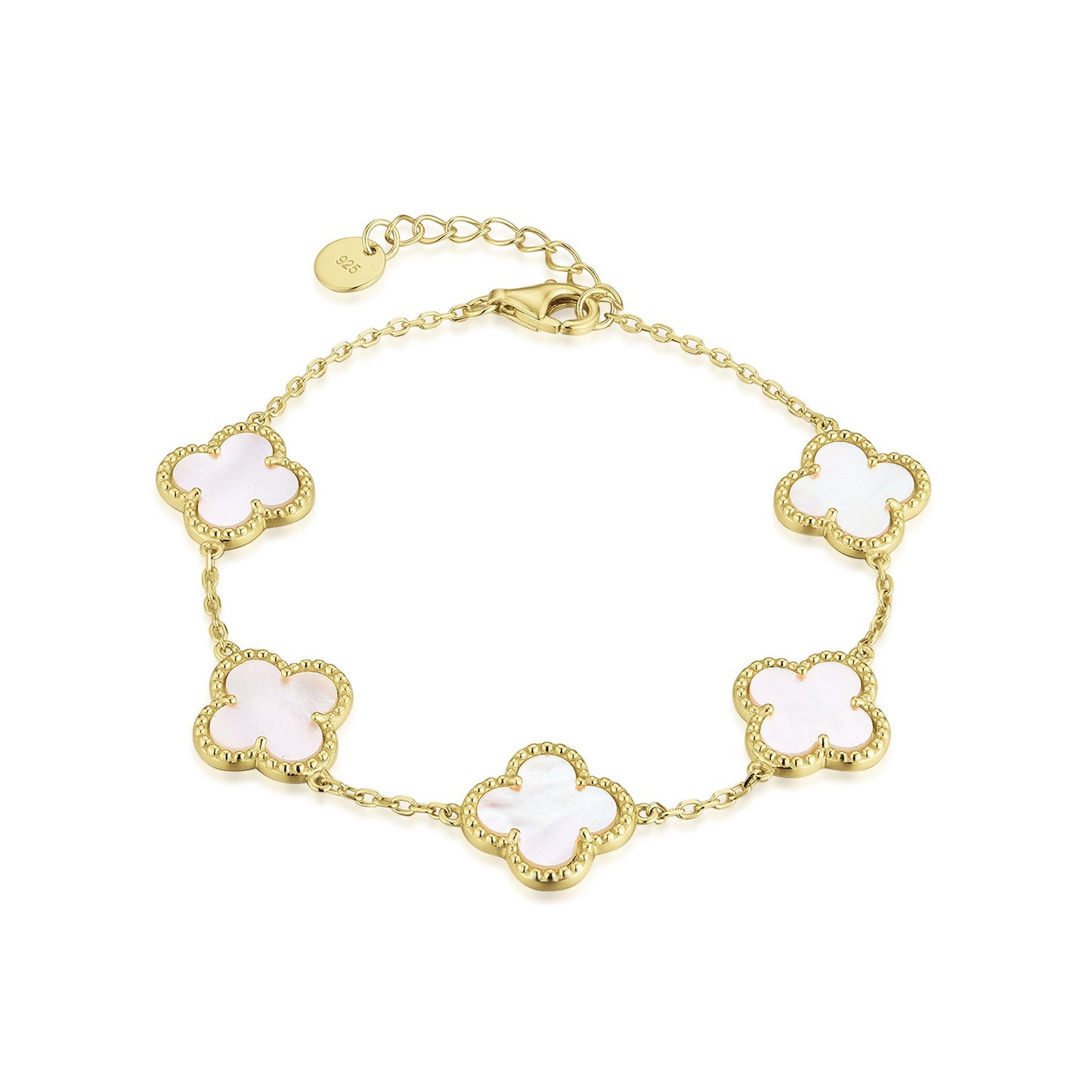 Sterling Silver Mother of Pearl Clover Bracelet