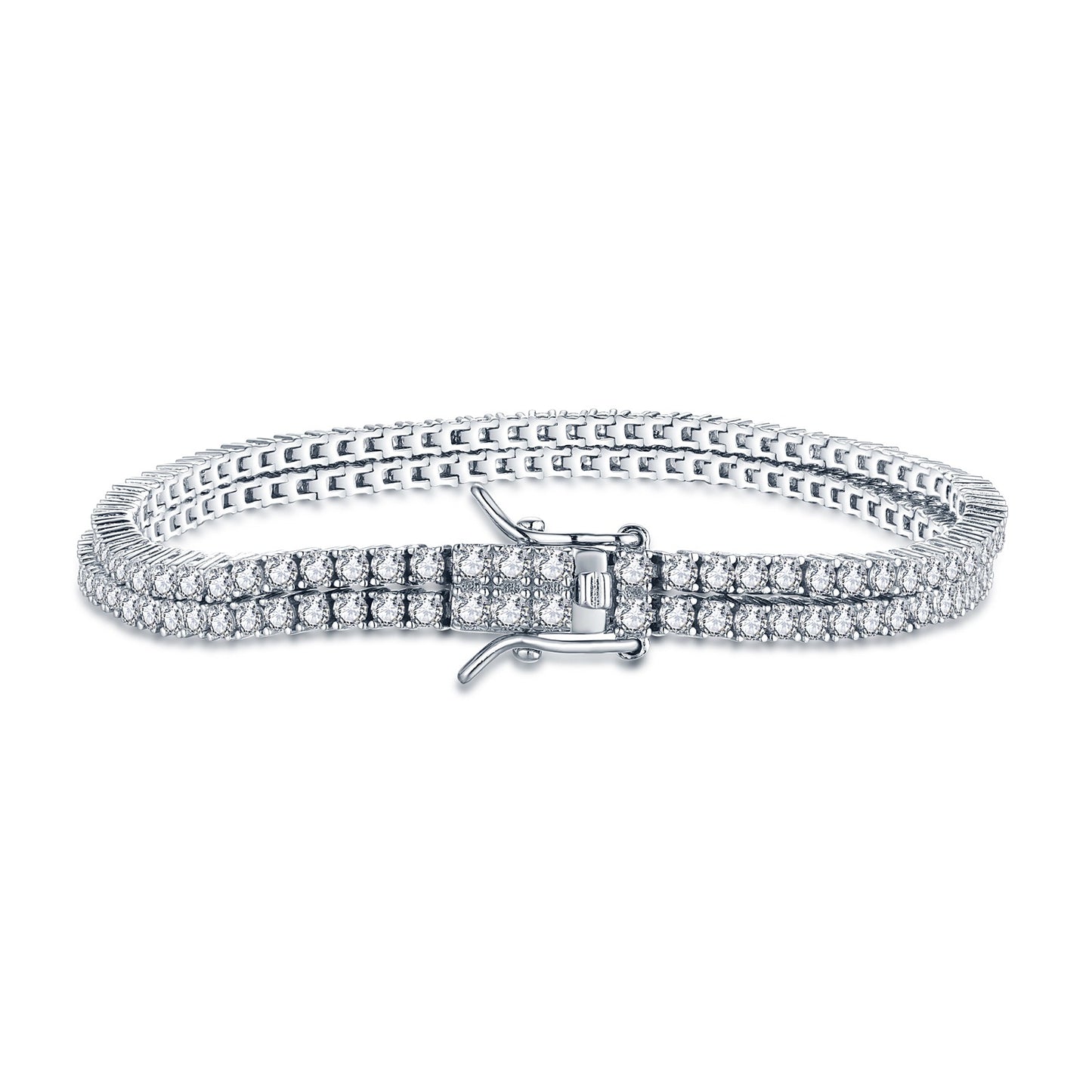 Sterling Silver Clear CZ Double Tennis Bracelet