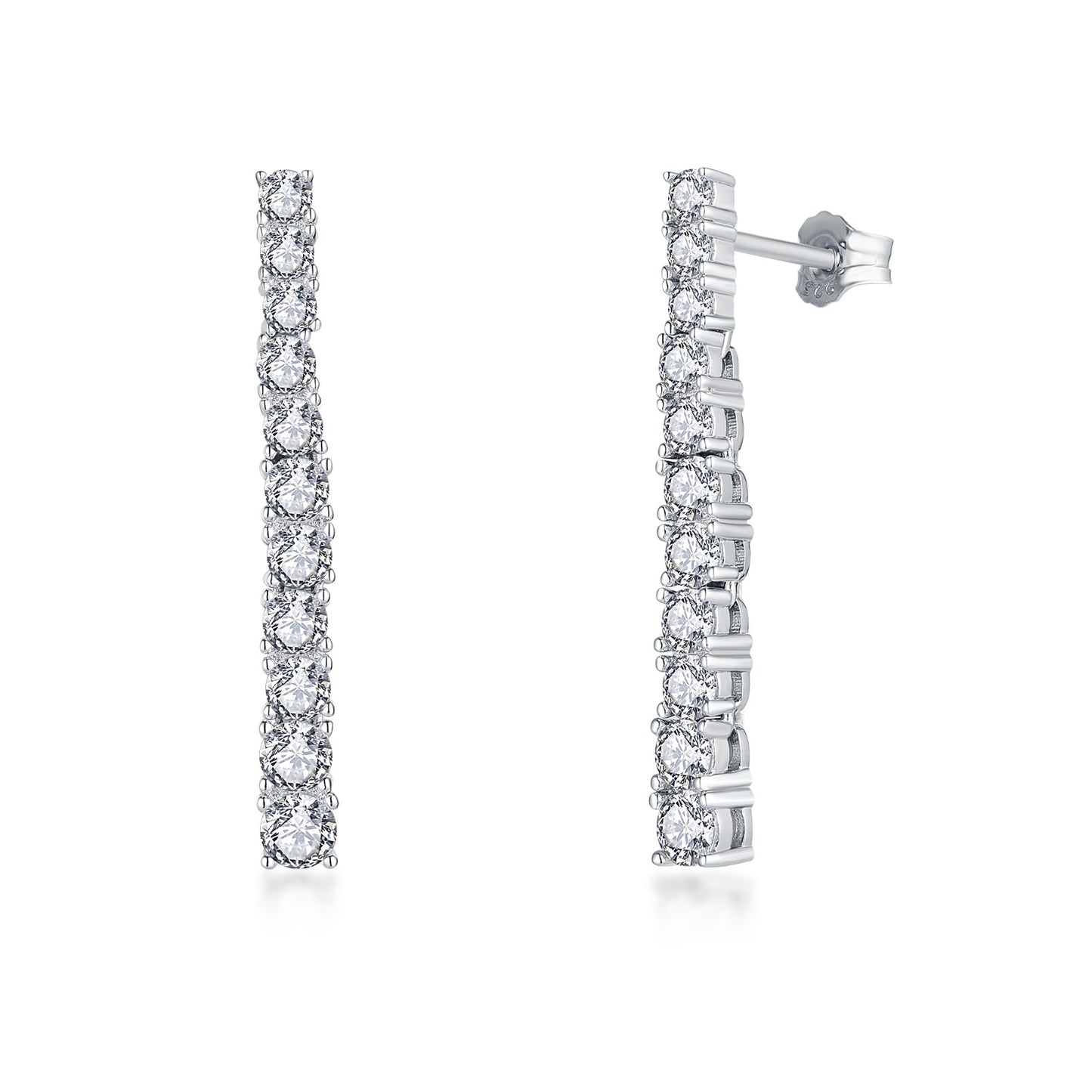 Sterling Silver Graduated Tennis CZ Earring
