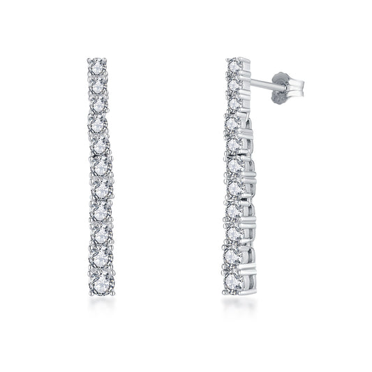 Sterling Silver Graduated Tennis CZ Earring