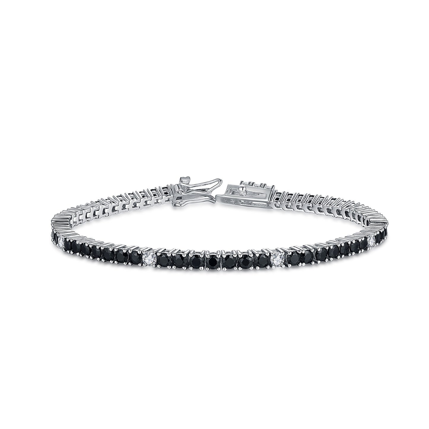 Sterling Silver Ruby, Emerald, Sapphire, or Black Colored CZ Stone Bracelet