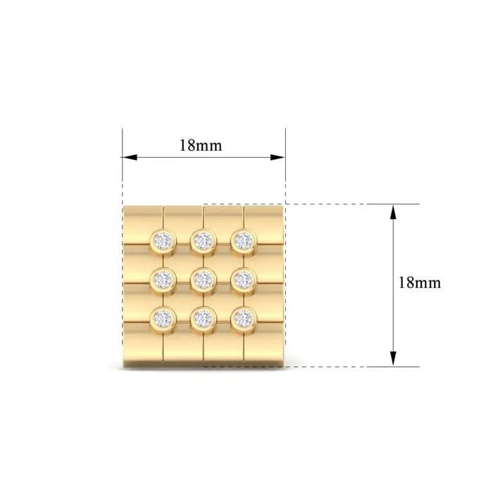 Sterling Silver Brushed Gold Plated Square With CZ Cufflinks