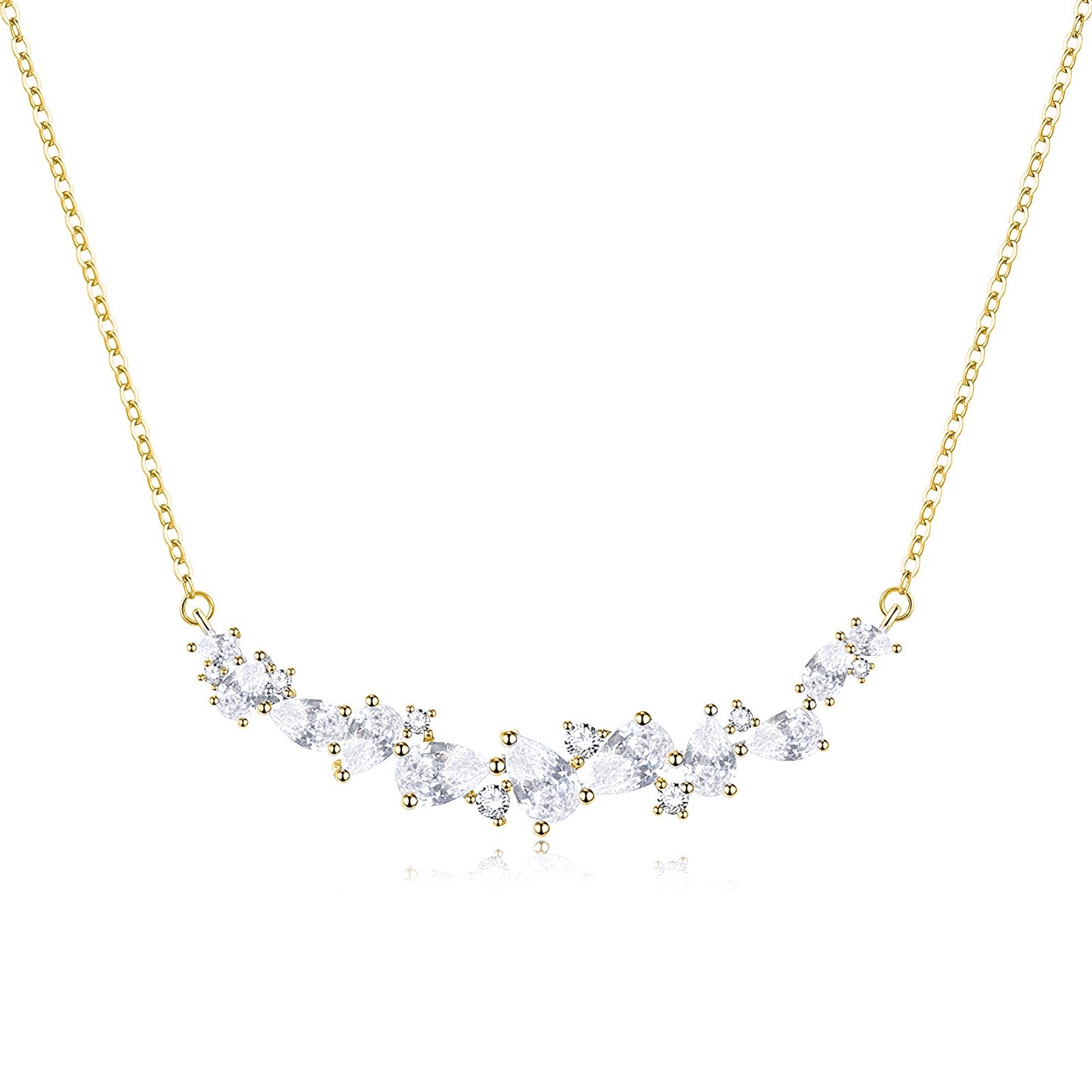 Sterling Silver Fancy CZ Bar Necklace