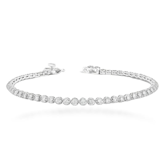 14K Buttercup Round Setting Diamond Tennis Bracelet