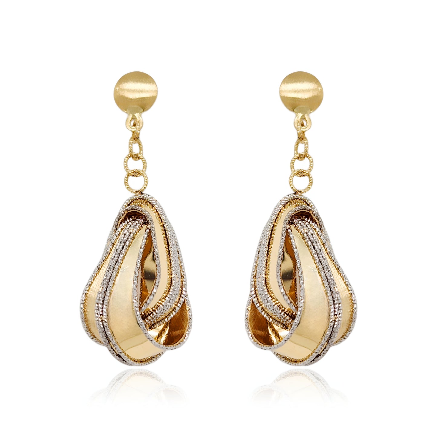 14K Gold Interlocking Teardrop Earrings
