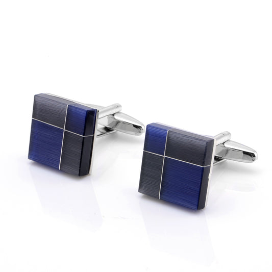 Blue Squares and Gray Rectangles Cufflinks