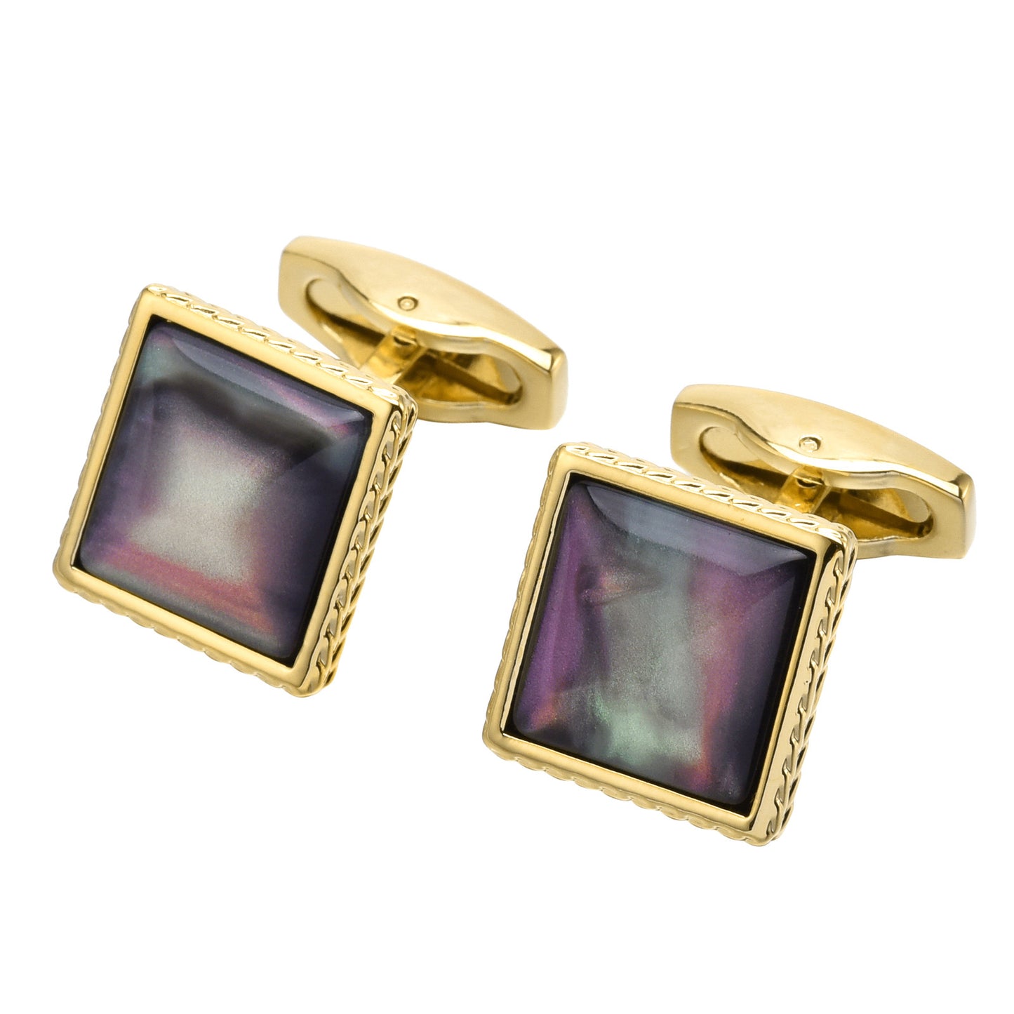 Square Colored Shell Pearl Cufflinks