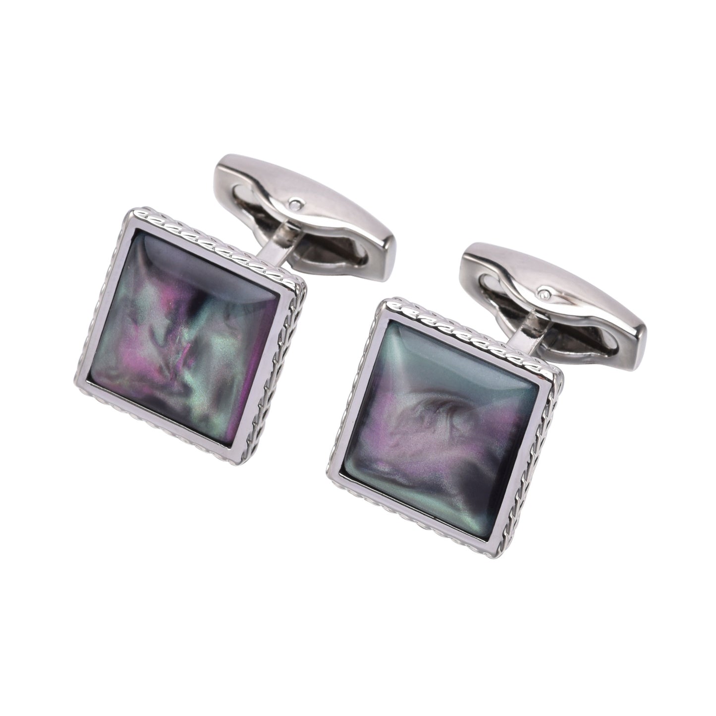 Square Colored Shell Pearl Cufflinks
