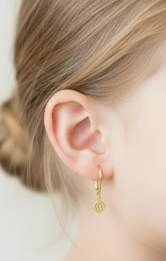 Gold Plated Surgical Steel Textured Square Dangle Earrings