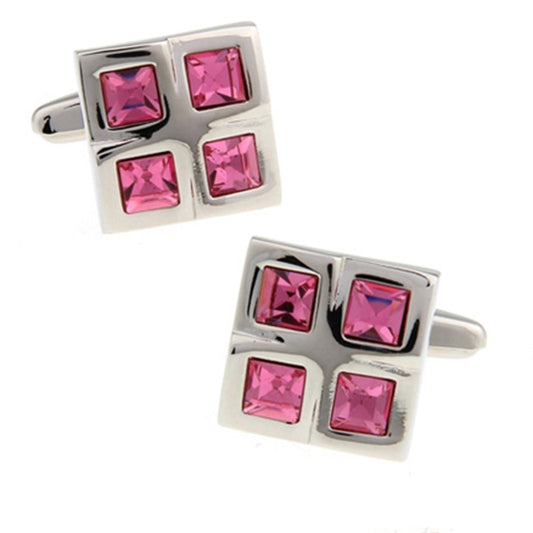 Four Pink Squares Cufflinks