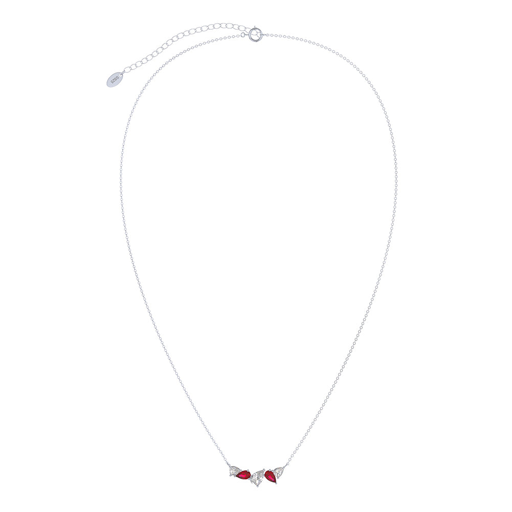Sterling Silver Multi Pear Shaped Stones on Chain Necklace