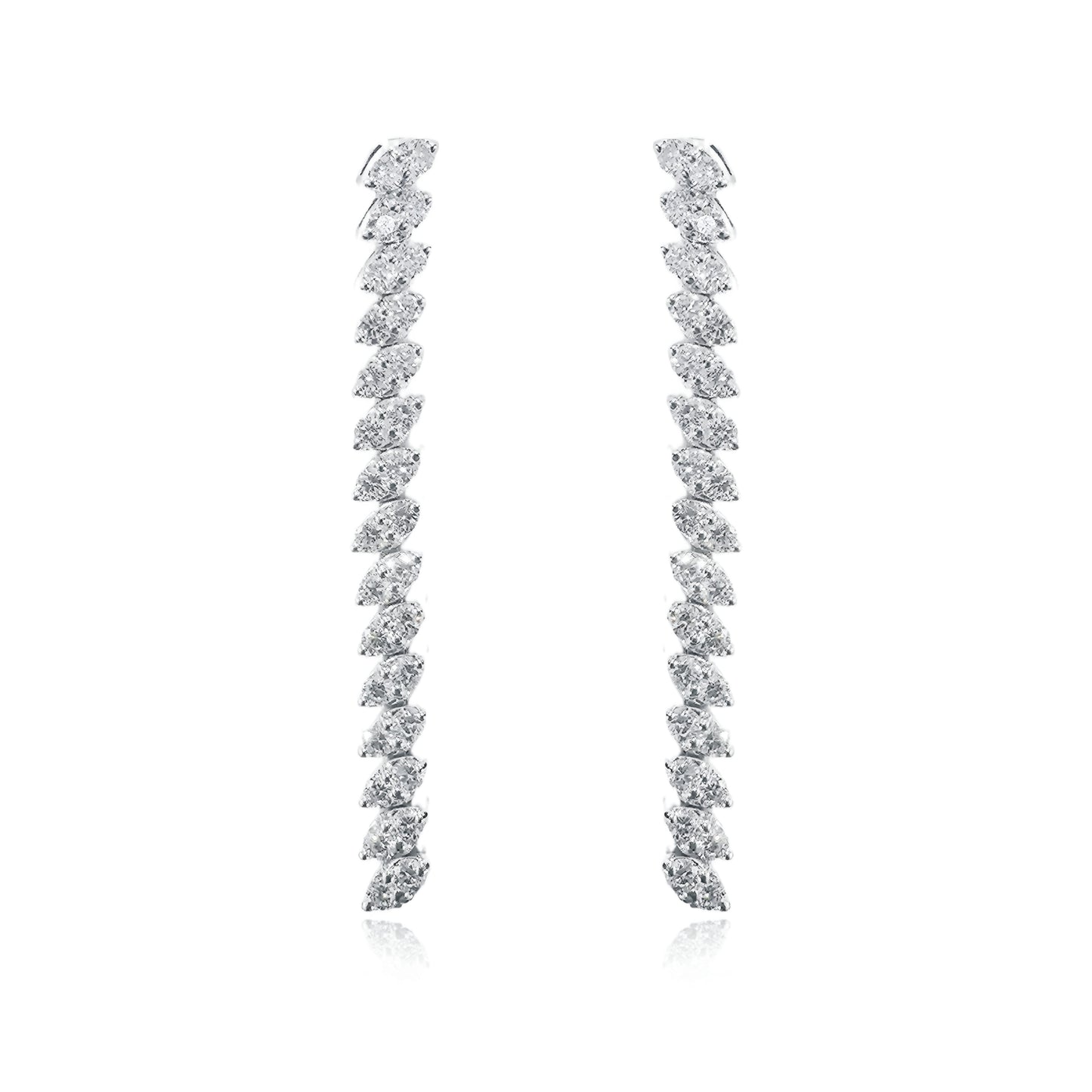 14K Lab Grown Diamond Marquis Shaped Setting Tennis Earrings