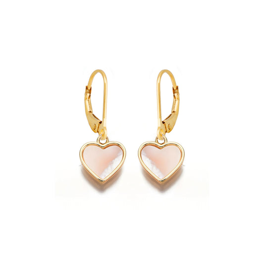 Surgical Steel Gold Plated Mother of Pearl Heart Earring