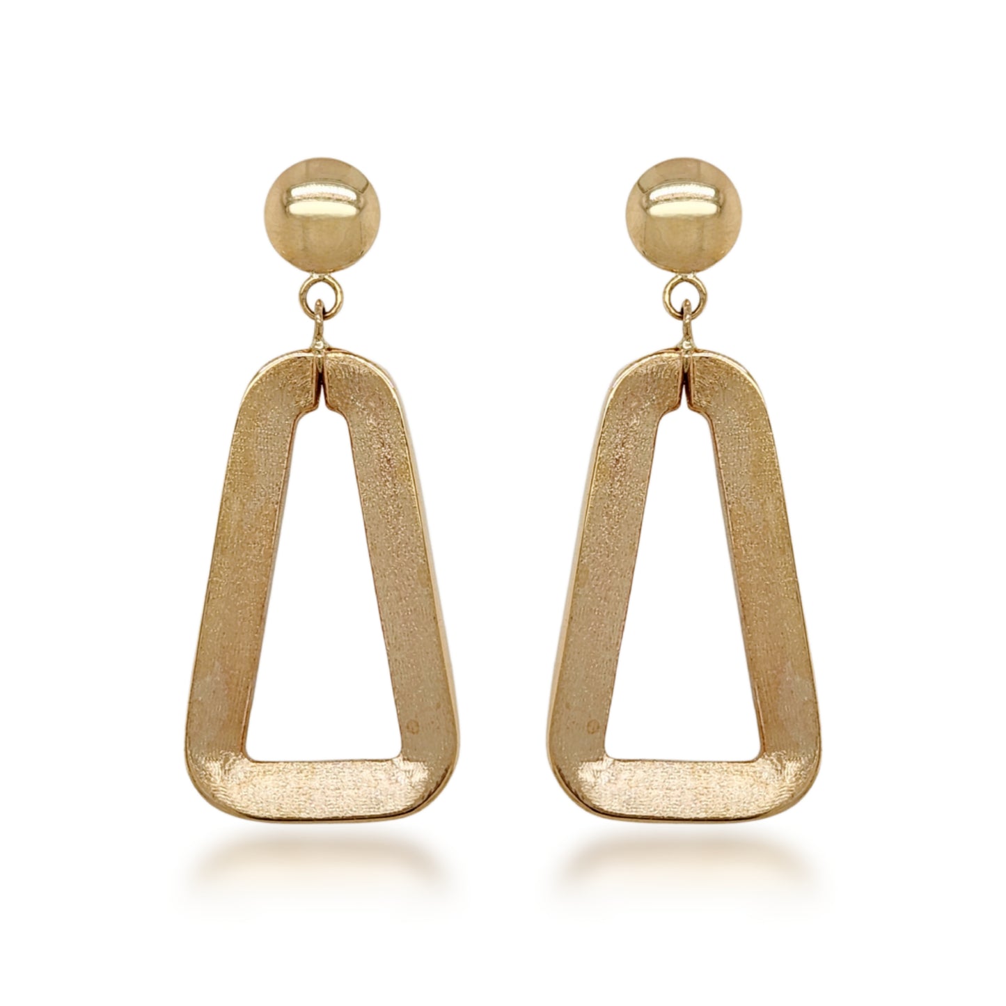 14K Gold Dangling Triangle Shape Earrings