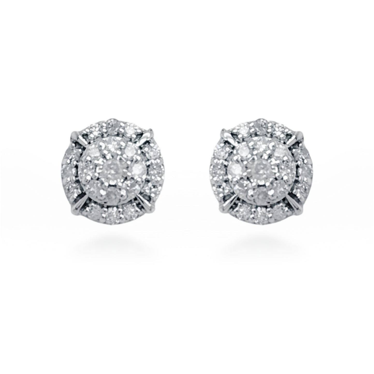 14K Gold Diamond Round Stud Earrings