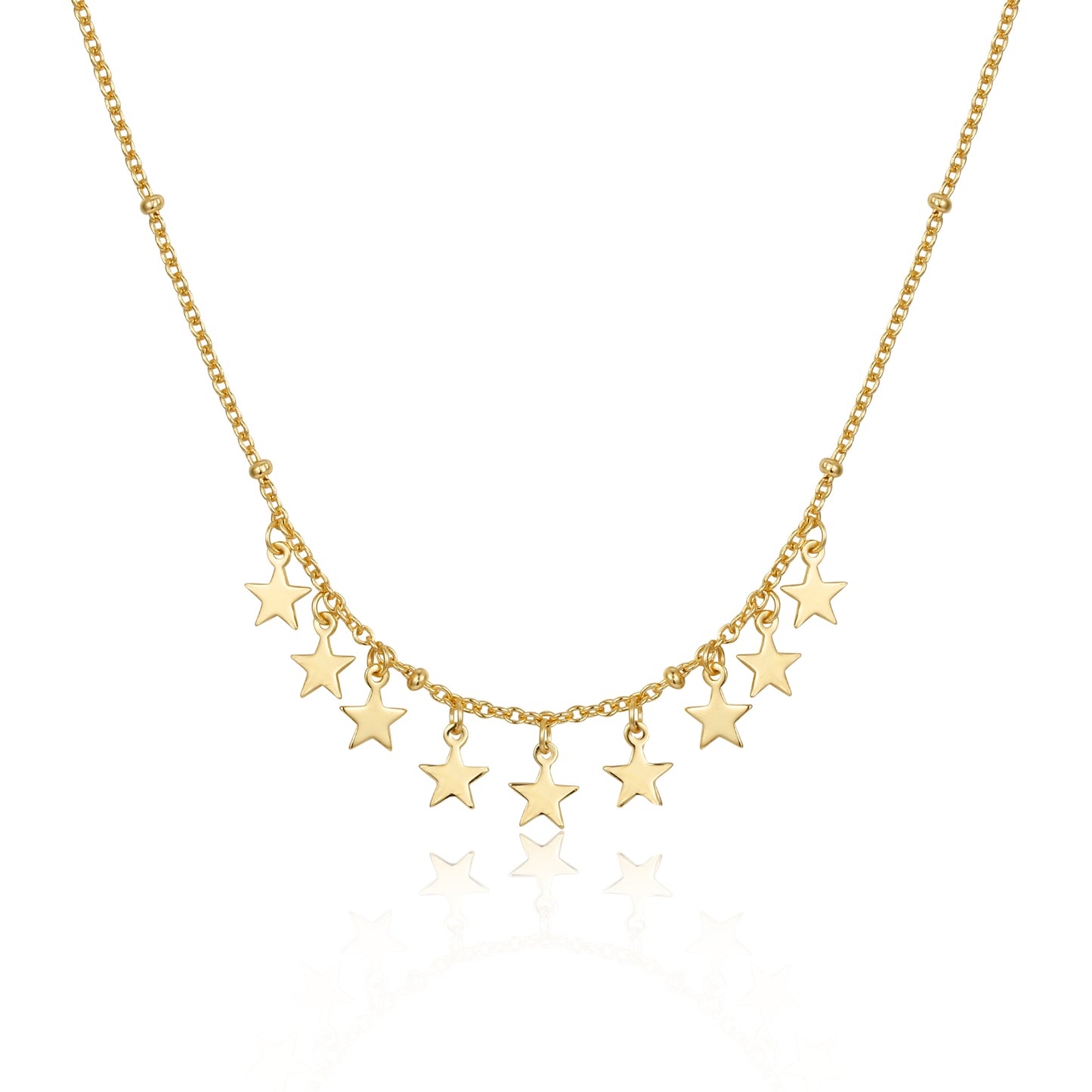 Sterling Silver Gold Plated Dangling Stars Necklace