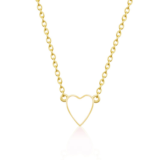 Sterling Silver Gold Plated Enamel Heart Necklace