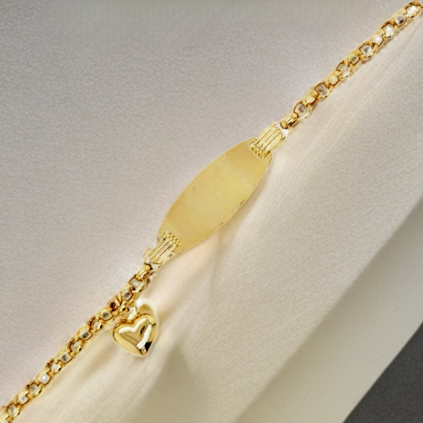 14k Gold Name Plate With Heart Children's Bracelet