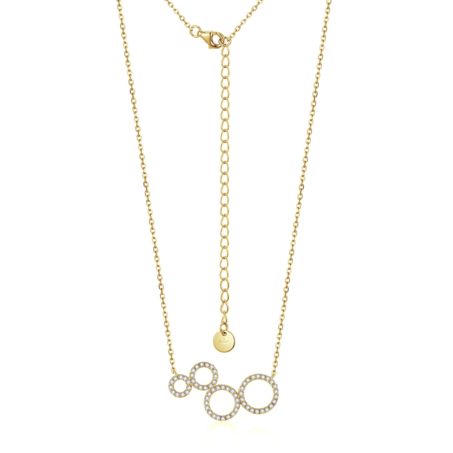 Sterling Silver Circles CZ Bar Necklace