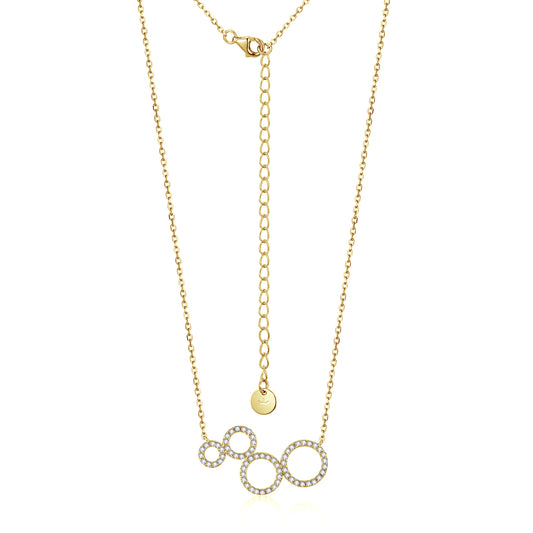 Sterling Silver Circles CZ Bar Necklace