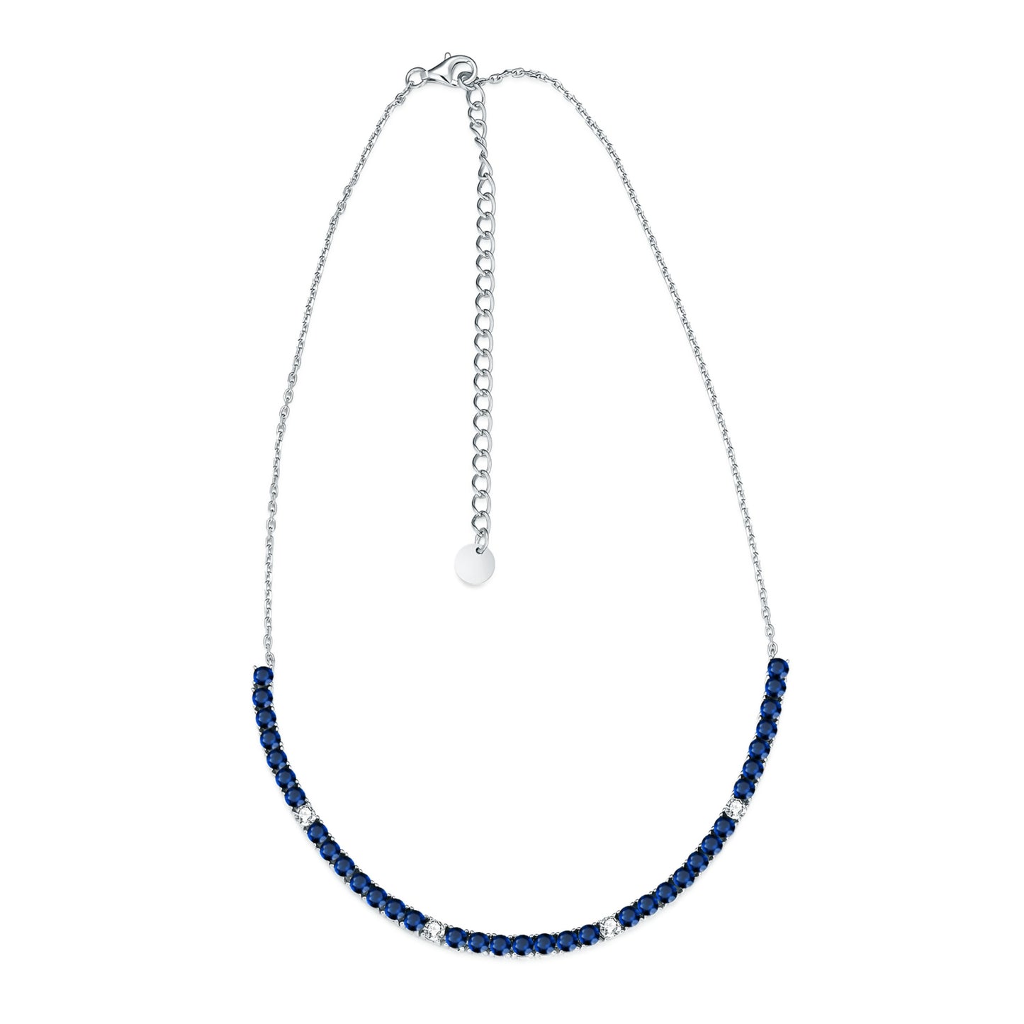Sterling Silver Colorful 39 Stone Tennis Necklace