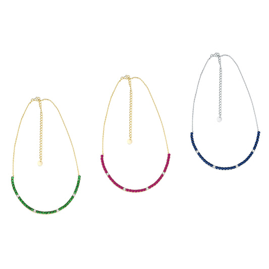 Sterling Silver Colorful 39 Stone Tennis Necklace
