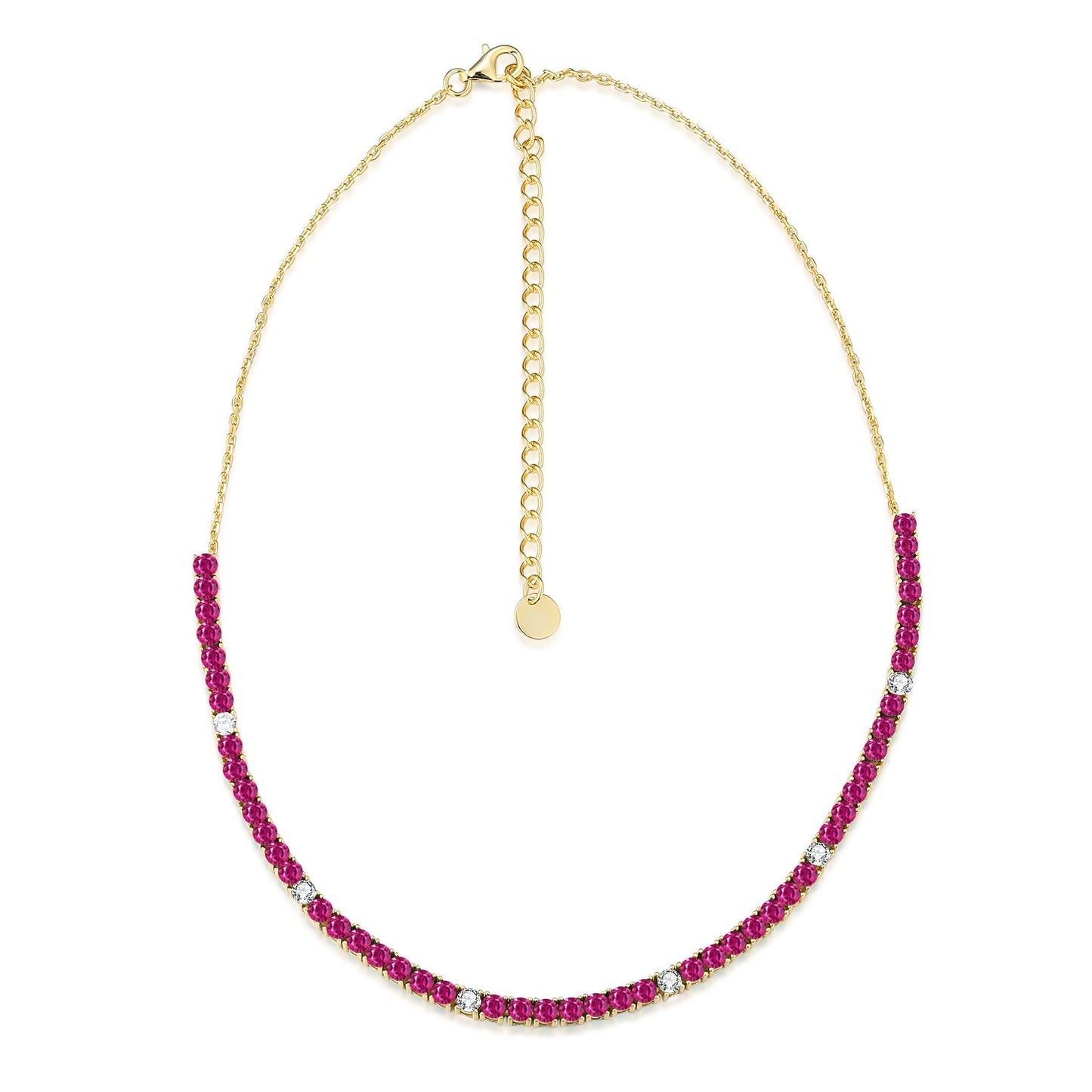 Sterling Silver Colorful 55 Stone Tennis Necklace