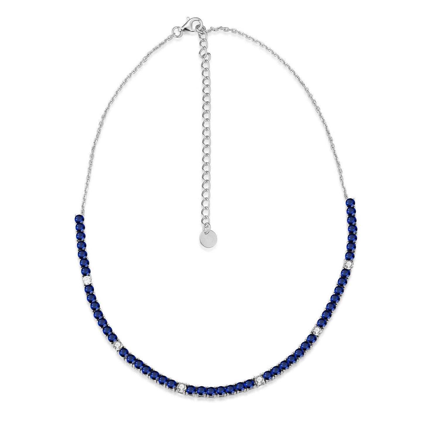 Sterling Silver Colorful 55 Stone Tennis Necklace