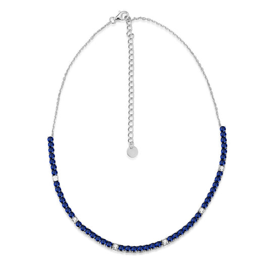 Sterling Silver Colorful 55 Stone Tennis Necklace