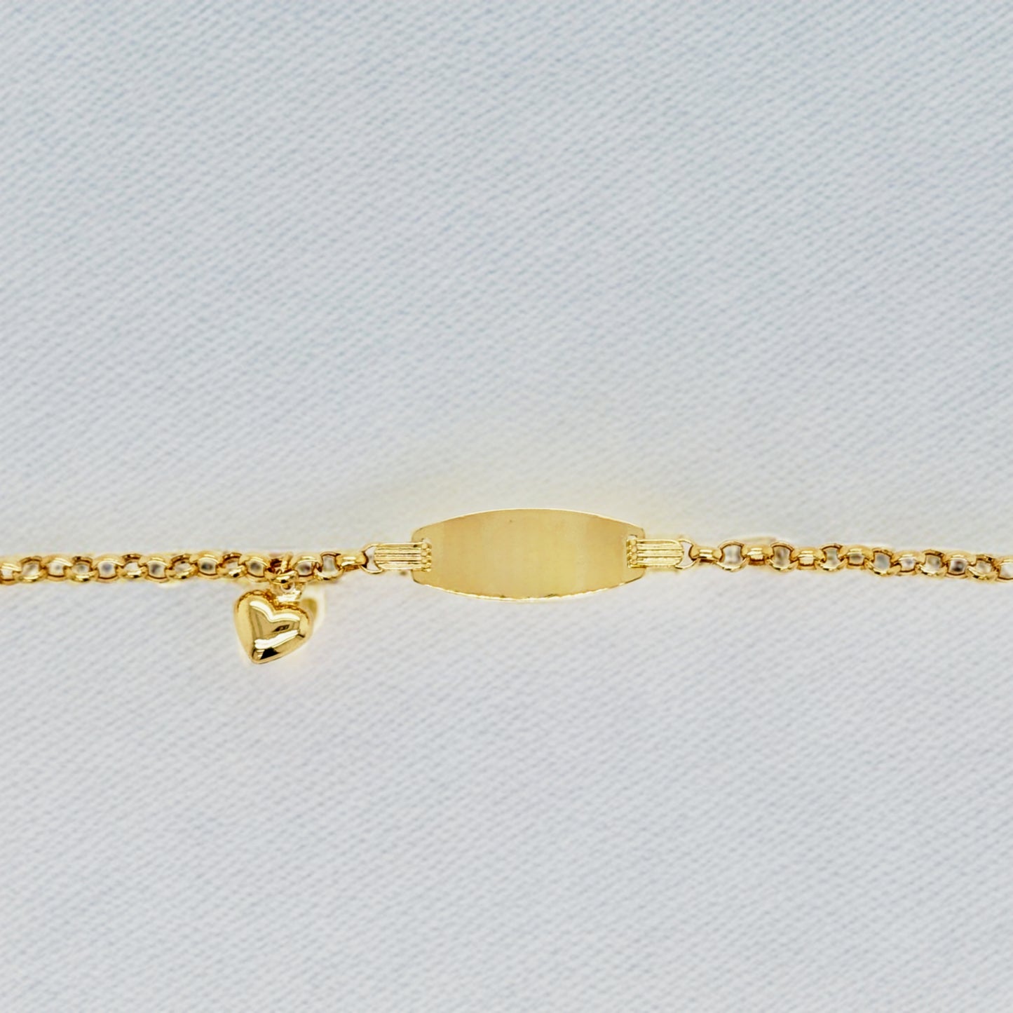 14k Gold Name Plate With Heart Children's Bracelet