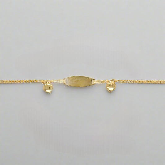 14k Gold Name Plate With Hearts Children's Bracelet